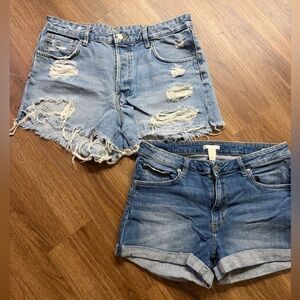 H&M Light and Dark Blue Jean Shorts